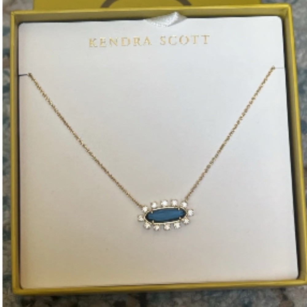 Kendra Scott Gold and Blue Gemstone Necklace